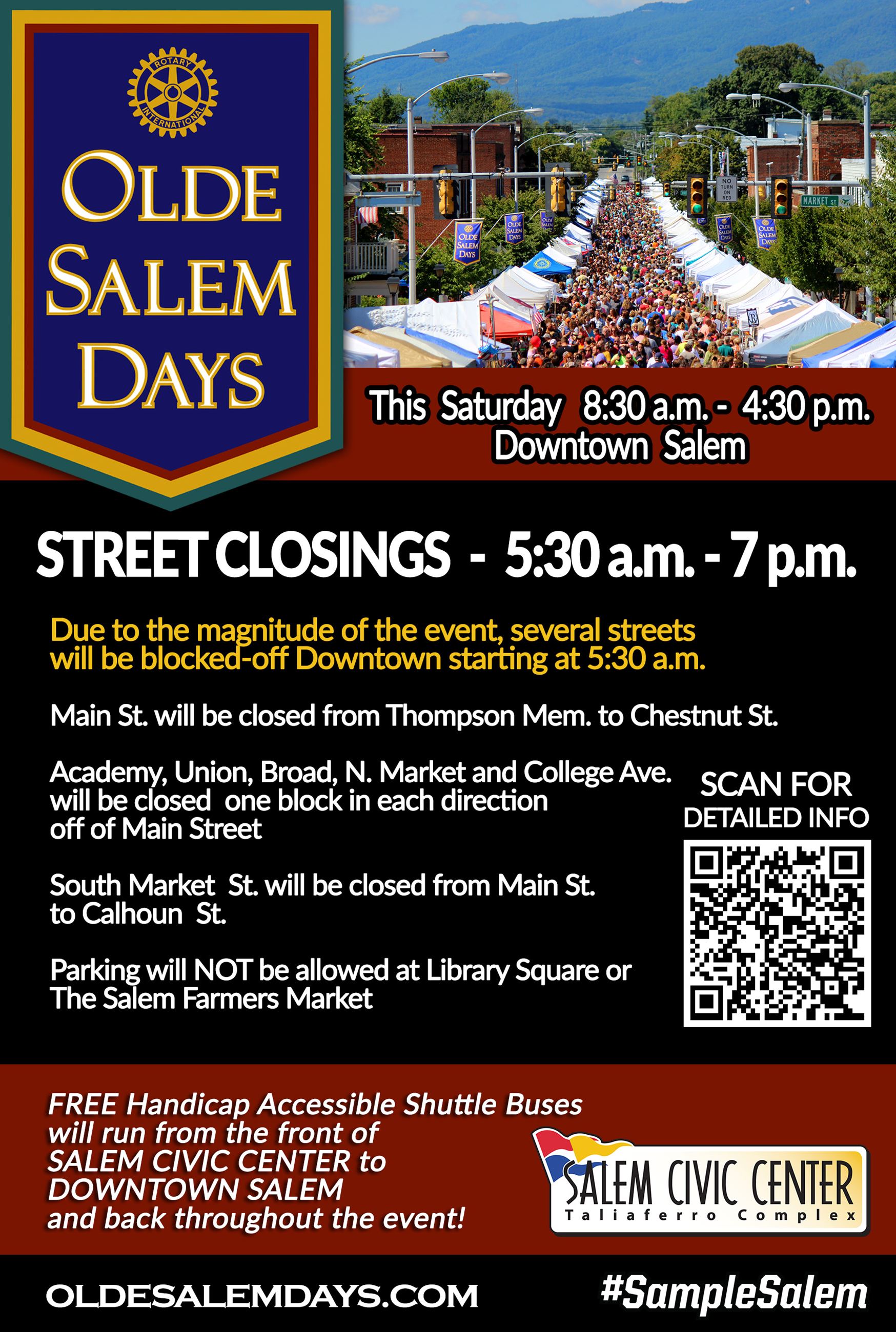Olde Salem Days 2023 Traffic and Vendor info